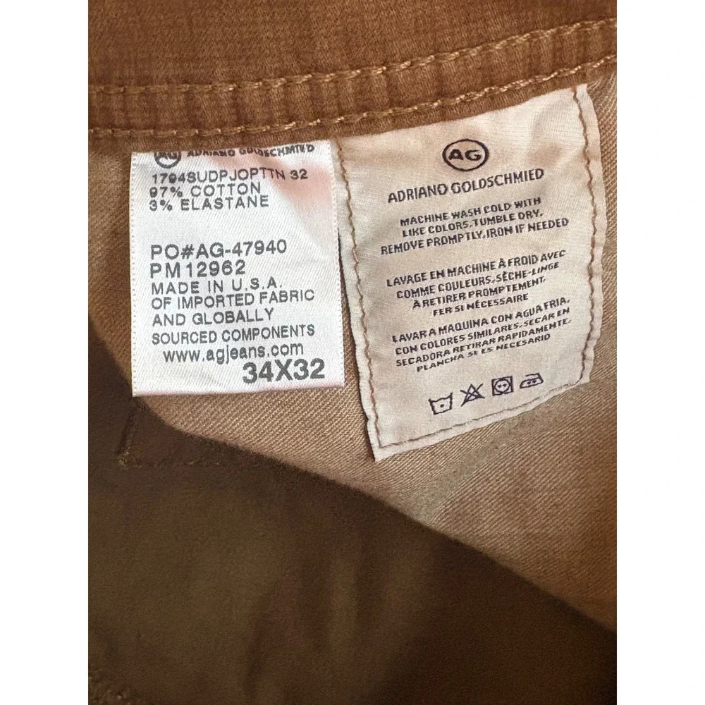 AG Adriano Goldschmied The Everett Slim Straight Leg Jeans Brown 34 Mens
